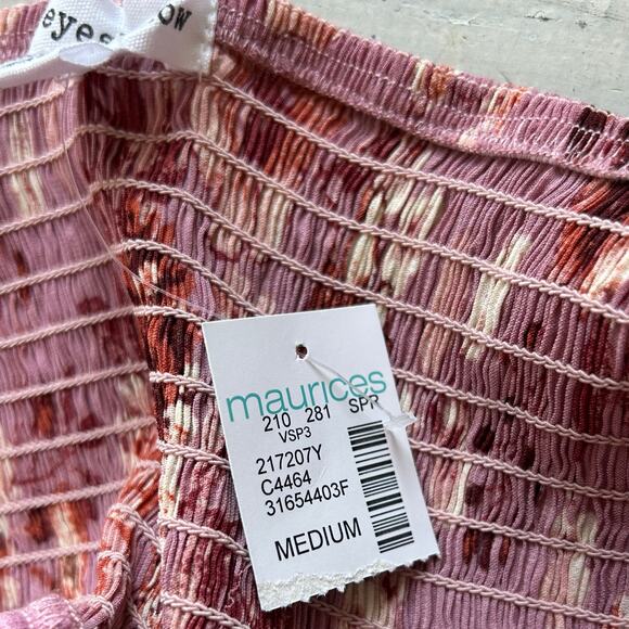 New Eye Shadow floral asymmetric hem twist babydoll empire waist sundress pink M - Picture 13 of 14